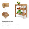 Banc de rempotage en bois pour jardin extérieur, poste de travail, table de rangement d'outils avec crochets, naturel