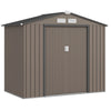 7' x 4' x 6' Garden Storage Shed Outdoor Patio Metal Tool Storage House w/ Foundation Kit and Double Doors, Brown