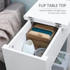 Flip Top End Table, Side Table with Storage Shelf and Cable Management, Narrow Nightstand for Living Room, Bedroom, White