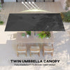 Double-Sided Patio Umbrella Parasol with Tilt, Adjustable Height, Vents and 12 Ribs, for Garden, Deck, Grey