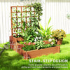 Wooden Elevated Planter Box with Trellis for Climbing Plants, 3 Tier Raised Garden Bed for Garden, Outdoor, Brown