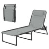 Folding Lounge Chair, Adjustable Chaise Lounge with Headrest, Reclining Lounger Cot for Camping, Hiking, Light Grey