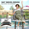 Outdoor Bar Stools Set of 2, Swivel Bar Height Chairs with High Back, Curved Armrests and Steel Frame for Balcony, Mixed Grey