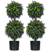 2.3ft Set of 2 Artificial Plants, Lavender Flowers Ball Trees with Pot, for Home Indoor Outdoor Decor