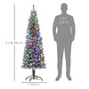 6ft Prelit Pencil Artificial Christmas Tree, Flocked Xmas Tree with Remote, Dual Colour LEDs, 429 Tips, Metal Stand