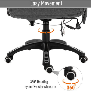 High Back Adjustable Massage Office Chair Ergonomic Reclining Executive Chair Home Office Furniture Grey