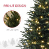 5ft Prelit Artificial Christmas Tree with 542 Tips, Warm White LED Lights, Steel Base, Hinged Xmas Tree, Auto Open