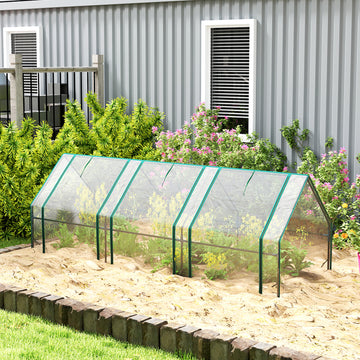 Portable Mini Greenhouse Tunnel Growing Tent Plants Flower Warm House w/ Zippered Roll-up Doors, Clear