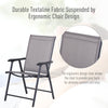 2-Piece Folding Dining Chair Set for Relaxing on Patio, Balcony, or Garden, Comfortable Outdoor Furniture with Armrests, Grey