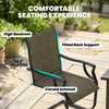 C Spring Motion Patio Chairs Set of 2 with Curved High Backrest, Armrest, All Weather Breathable Fabric, Metal Frame, Brown