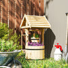Wood Wishing Well Outdoor Wooden Planter with Hanging Bucket and Drainage Hole for Garden, Patio, Backyard, Orange