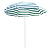 6FT Round Beach Umbrella with Tilt Mechanism, Outdoor UV Protection Sun Shaded Canopy with Push Button, Striped Green