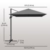 8 FT Aluminium Cantilever Patio Umbrella with 360° Rotation, Cross Base, Crank and Tilt for Garden, Patio, Dark Grey