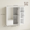 Bathroom Medicine Cabinet with Mirror, Wall Mount Mirror Cabinet with Open Shelves, White Wood Grain