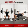 Soozier Adjustable Barbell Rack Stable Power Squat Stand Portable 2 Bars Barbell Holder Weight Rack, Black and White