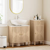 Floor Standing Bathroom Vanity, Bathroom Vanity Cabinet with Adjustable Shelf, Oak