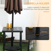 Outdoor Side Table, Patio End Table with Umbrella Hole, Small Coffee Table with Steel Frame for Balcony, Black
