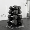 Soozier Hex Dumbbell Weight Set with Vertical Rack, 180lbs Rubber-Coated Dumbbells with Non-Slip Handles