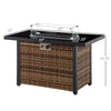Propane Fire Pit Table 43in Outdoor Fire Table, 50,000 BTU Pulse-Ignition Wicker Firepit Furniture with Glass Wind Guard, Blue Glass Rock, CSA Certification