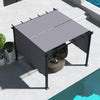 12' x 10' Outdoor Patio Gazebo Pergola with Retractable Canopy Roof, Steel Frame with Stakes, Unique Design, Grey