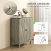 Shoe Cabinet with Barn Doors, Farmhouse Shoe Storage Cabinet with Adjustable Shelves, Holds up to 15 Pairs, Grey