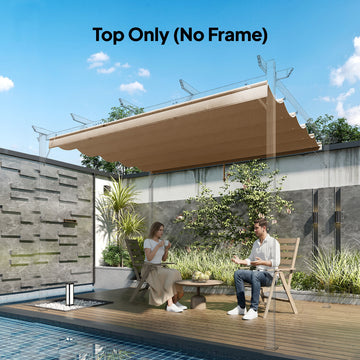 8.2' x 8.4' Retractable Pergola Canopy Replacement for 10' x 10' Frame, Pergola Cover Replacement (Cover Top Only), Tan