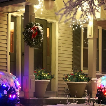 1.5 Foot/16 inch 2 Pack Prelit Artificial Christmas Tree Cordless with 69 Branches, Warm White LED lights, Red Berries, Pine Cones, for Outdoor Entryway, Green