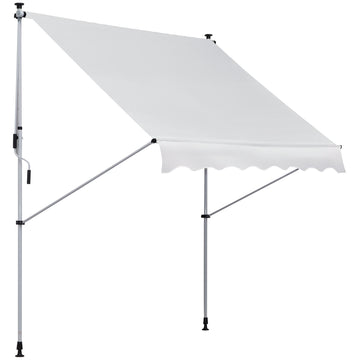 6.6'x5' Manual Retractable Patio Awning Window Door Sun Shade Deck Canopy Shelter Water Resistant UV Protector White