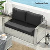 2 Seater Outdoor Seat Cushions with Backrest, Loveseat Double Sofa Outdoor Furniture Cushions, Black