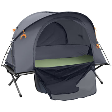 Camping Tent Cot, Multifunctional Folding Tent Combo, Portable Off-Ground Tent Shelter with Self-Inflating Air Mattress and Carry Bag for 1 Person