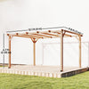 10' x 13' Wooden Pergola, Outdoor Pergola Gazebo Grape Trellis with Triangle Supports, Concrete Anchors, Nature Wood