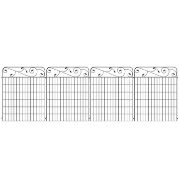Outdoor Metal Garden Fence Panels, Border Edging for Yard, Patio, 4 Pack, Square Vines