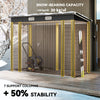 8 x 4FT Galvanized Garden Storage Shed, Metal Outdoor Shed with Double Doors and 2 Vents, Teak