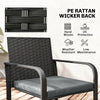 Outdoor Bistro Set, 3 Piece Wicker Patio Furniture with Mesh Seat, Glass Table, Cushions for Porch, Balcony, Grey