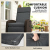 Wicker Recliner Chair with Adjustable Backrest and Footrest, Washable Cushion, Side Tray, Dark Grey