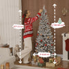 6ft Flocked Christmas Tree with Dual Colour LED Light, Pencil Hinged Xmas Tree with 11 Light Modes, Easy Assembly