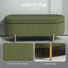 Upholstered Bedroom Bench, Channel Tufted Ottoman Bench with Thick Padding and Metal Legs, Dark Green