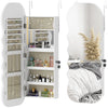 Jewelry Armoire Cabinet with Lights, Wall Mounted or Door Hanging Mirror Jewelry Cabinet with Full Length Mirror, White