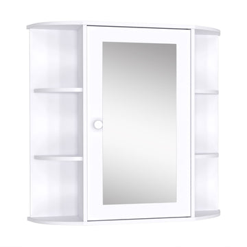 Mirrored Bathroom Wall Cabinet Wall Mounted Medicine Cabinet with Door & Shelves, White