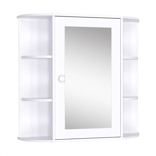 Mirrored Bathroom Wall Cabinet Wall Mounted Medicine Cabinet with Door & Shelves, White
