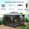 10.7 x 10.7ft Pop Up Gazebo, Adjustable Instant Sun Shelter with UV30+ Roof Cover, Removable Mesh Curtains, Dark Grey