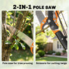 2-In-1 Manual Pole Saw, Hand Pruning Saw, Secateurs with Safety Lock, 6.5ft Aluminium Telescopic Pole Pruner