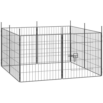 Dog Playpen for Indoor Outdoor use, Heavy Duty Dog Fence with Door, 23.6