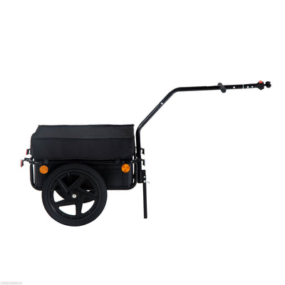 Bicycle Cargo Trailer 16 inch Air Wheel Wagon Trailer with Suitcase Large Capacity Enclosed Stroller Wagon - Black