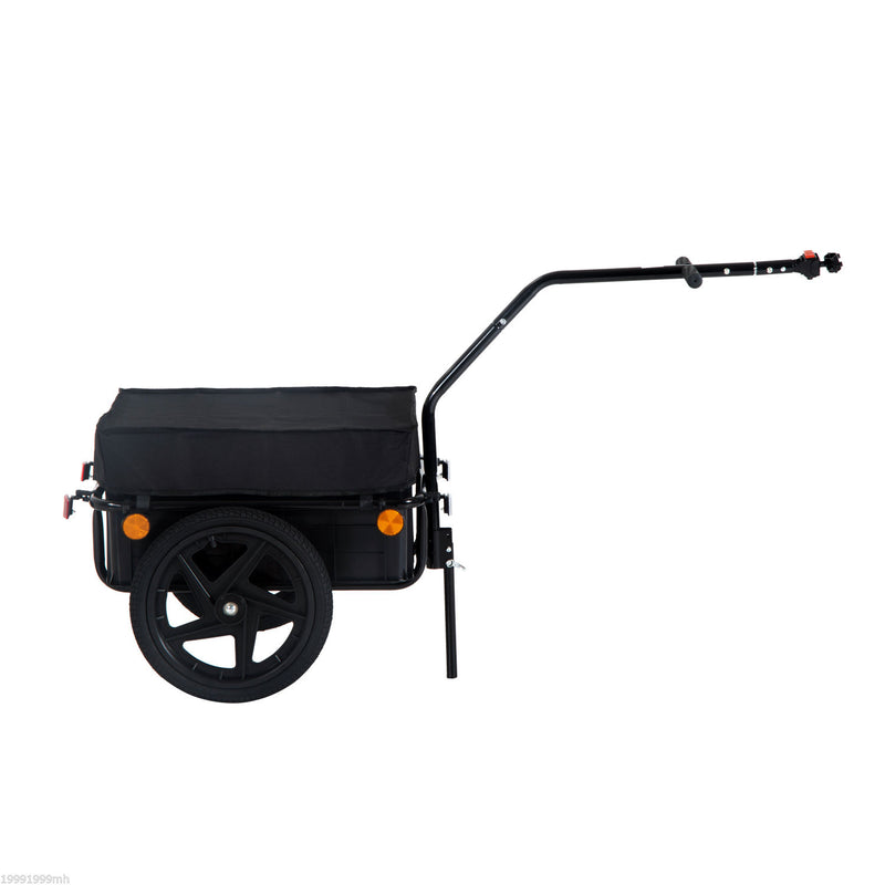 Bicycle Cargo Trailer 16 inch Air Wheel Wagon Trailer with Suitcase Large Capacity Enclosed Stroller Wagon - Black