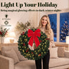 Christmas Decoration, 24 in Pre-Lit Crestwood Spruce Artificial Christmas Wreath, Bow, 50 LED Lights, Green