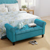 50 Inches Storage Ottoman, Upholstered Bedroom Bench with Rolled Arms and Button Tufted Storage