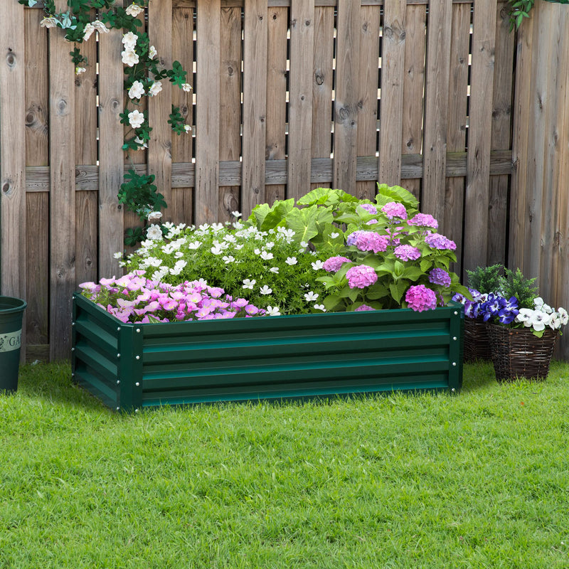 Galvanized Raised Garden Bed, Outdoor Planter Box for Vegetables, Flowers, Herbs, 4' x 2' x 1', Dark Green