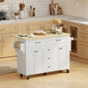 Kitchen Island Cart with Power Outlet & Drop Leaf, 55