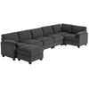 Modular Sectional Sofa, Oversized U-Shaped Couch with Spring Cushion, Corduroy Sofa for Living Room, Charcoal Grey